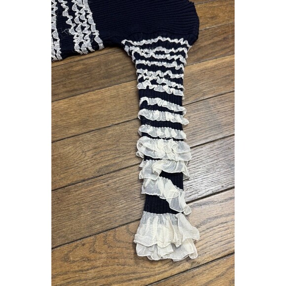 Jean Paul Gaultier Maille Y2K Ruffle Ribbed Wool Silk Sweater Top Medium - Picture 7 of 10